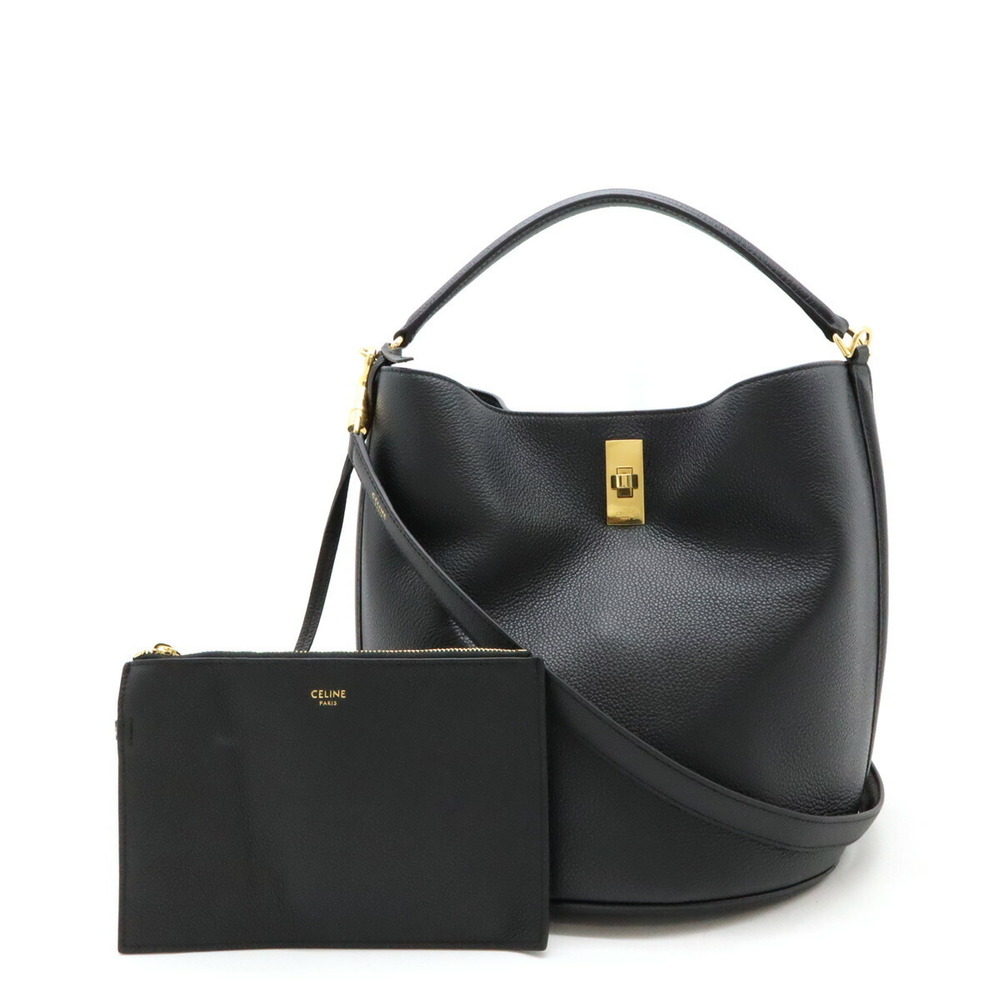 Celine Bucket Seize Shoulder Bag Black Leather